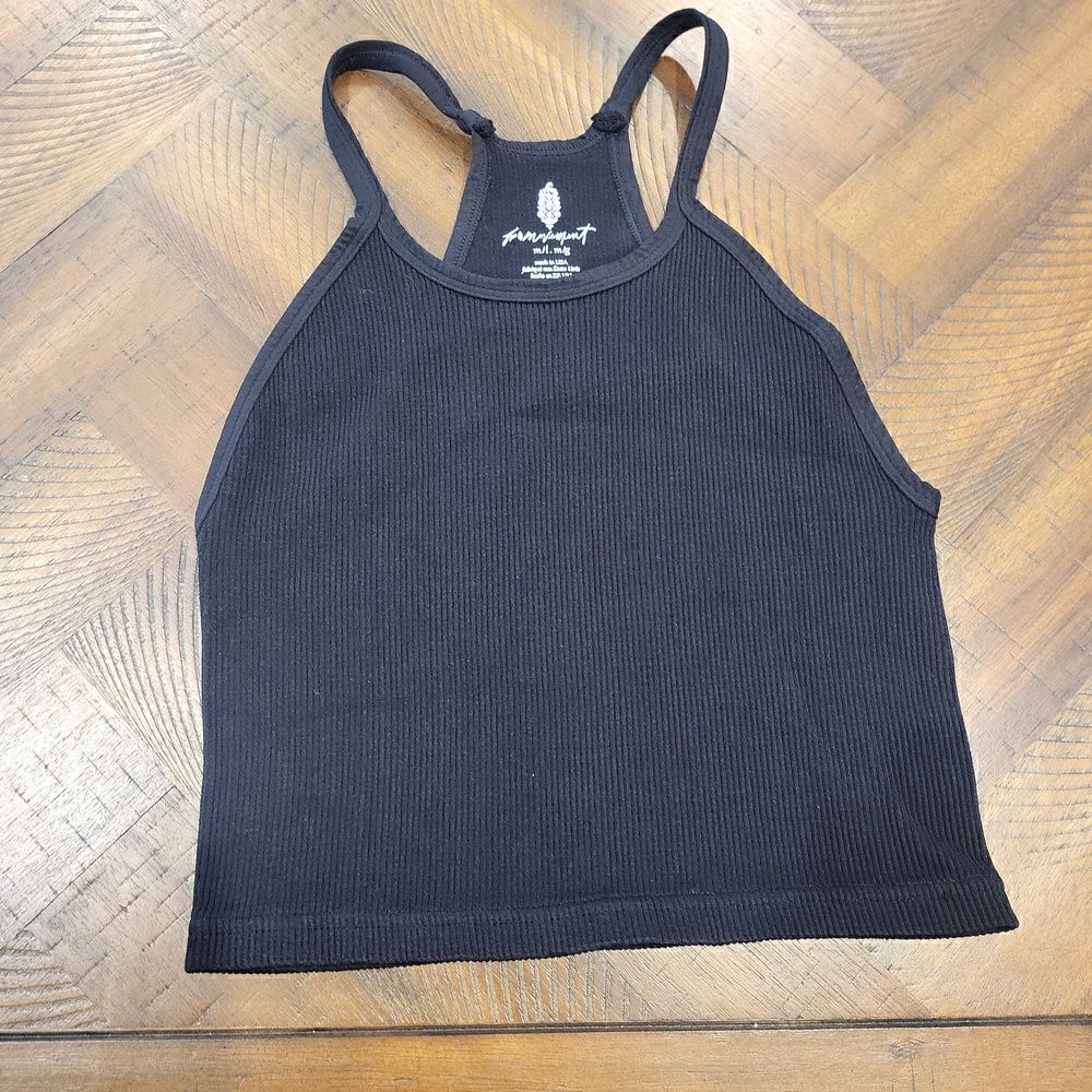 Free People Black Ribbed Tank Top